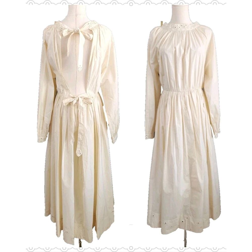 Chan Luu Mirror Sequin Embellished Cotton Open Back Gatherered Midi Dress New Sm